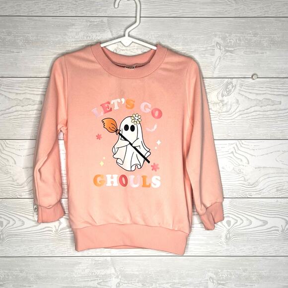 other Other - Halloween "Let's Be Ghouls" peach crew sweatshirt toddler girl Size 3T